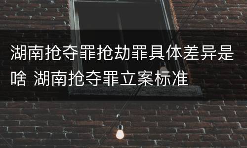 湖南抢夺罪抢劫罪具体差异是啥 湖南抢夺罪立案标准