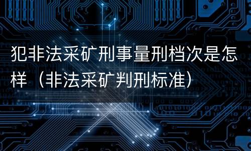 犯非法采矿刑事量刑档次是怎样（非法采矿判刑标准）