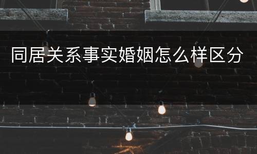 同居关系事实婚姻怎么样区分