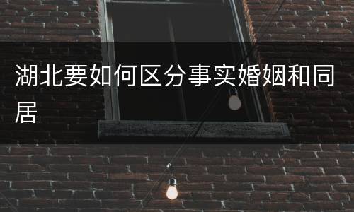 湖北要如何区分事实婚姻和同居