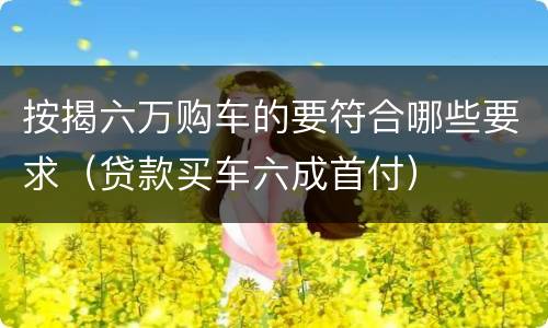 按揭六万购车的要符合哪些要求（贷款买车六成首付）