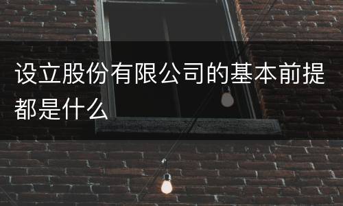 设立股份有限公司的基本前提都是什么