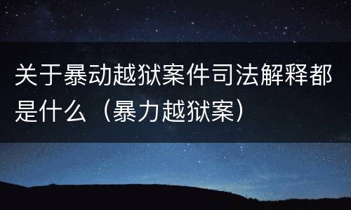 关于暴动越狱案件司法解释都是什么（暴力越狱案）