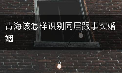 青海该怎样识别同居跟事实婚姻