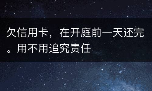 欠信用卡，在开庭前一天还完。用不用追究责任