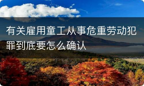 有关雇用童工从事危重劳动犯罪到底要怎么确认