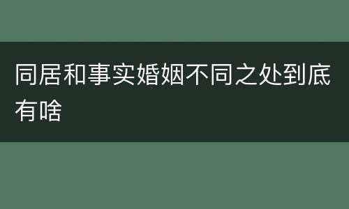 同居和事实婚姻不同之处到底有啥