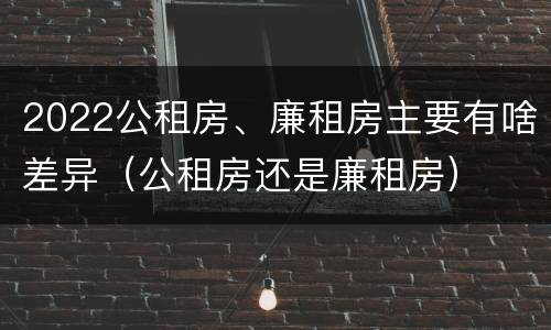2022公租房、廉租房主要有啥差异（公租房还是廉租房）