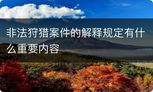 非法狩猎案件的解释规定有什么重要内容