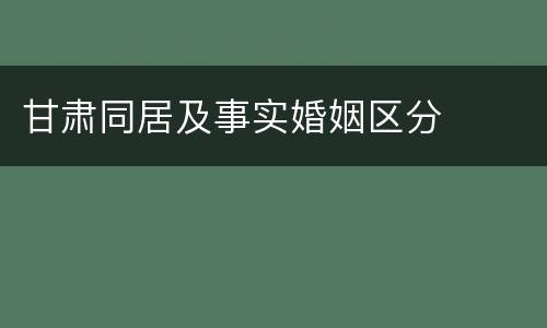 甘肃同居及事实婚姻区分