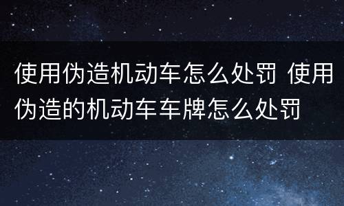 使用伪造机动车怎么处罚 使用伪造的机动车车牌怎么处罚