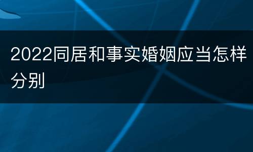 2022同居和事实婚姻应当怎样分别