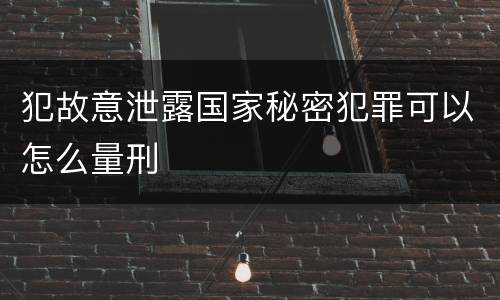 犯故意泄露国家秘密犯罪可以怎么量刑