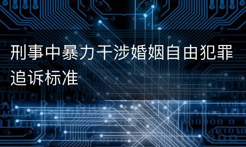 刑事中暴力干涉婚姻自由犯罪追诉标准