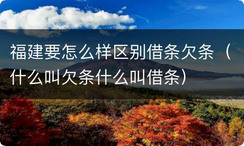 福建要怎么样区别借条欠条（什么叫欠条什么叫借条）