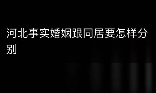 河北事实婚姻跟同居要怎样分别