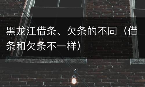 黑龙江借条、欠条的不同（借条和欠条不一样）