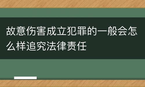 故意伤害成立犯罪的一般会怎么样追究法律责任