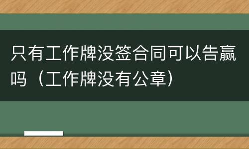 只有工作牌没签合同可以告赢吗（工作牌没有公章）