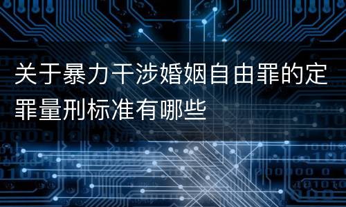 关于暴力干涉婚姻自由罪的定罪量刑标准有哪些