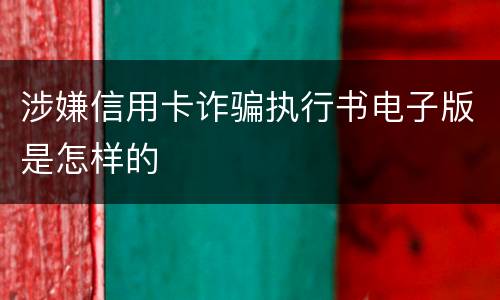 涉嫌信用卡诈骗执行书电子版是怎样的