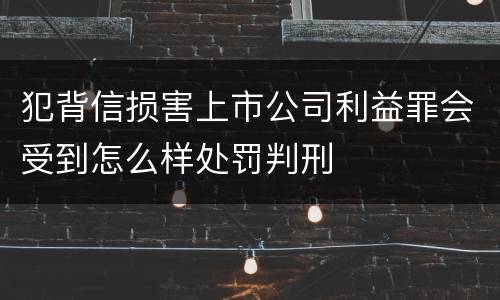 犯背信损害上市公司利益罪会受到怎么样处罚判刑