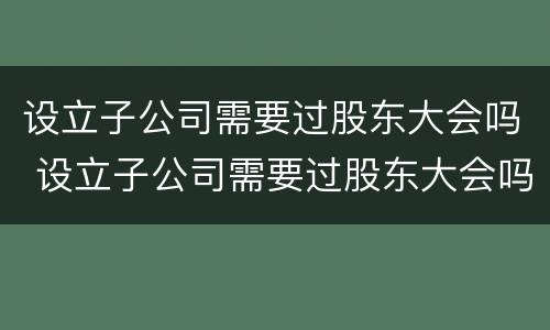 设立子公司需要过股东大会吗 设立子公司需要过股东大会吗知乎