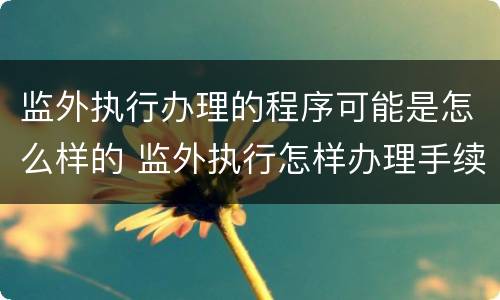 监外执行办理的程序可能是怎么样的 监外执行怎样办理手续