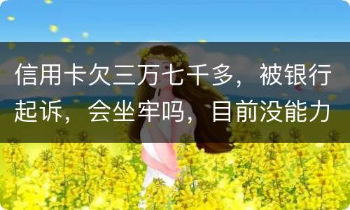 信用卡欠三万七千多，被银行起诉，会坐牢吗，目前没能力还钱