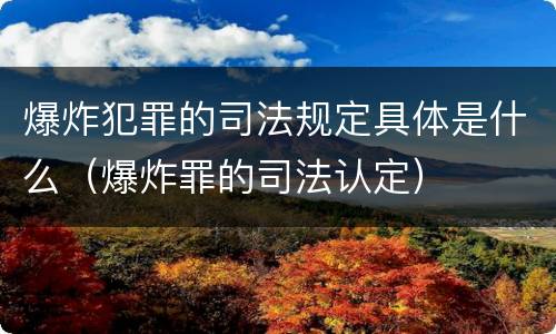 爆炸犯罪的司法规定具体是什么（爆炸罪的司法认定）