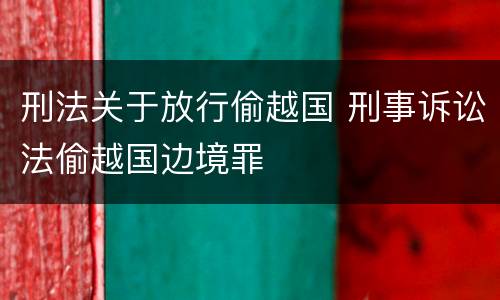 刑法关于放行偷越国 刑事诉讼法偷越国边境罪