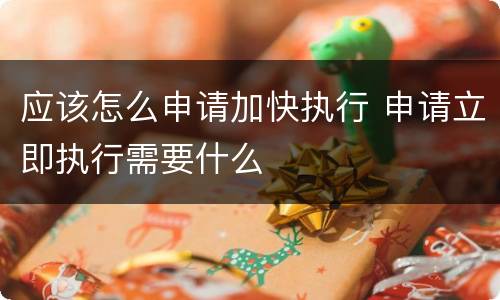 应该怎么申请加快执行 申请立即执行需要什么