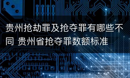 贵州抢劫罪及抢夺罪有哪些不同 贵州省抢夺罪数额标准