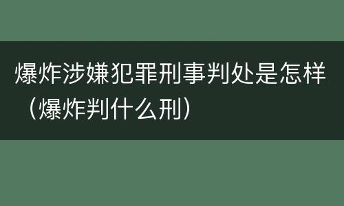 爆炸涉嫌犯罪刑事判处是怎样（爆炸判什么刑）