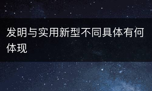 发明与实用新型不同具体有何体现