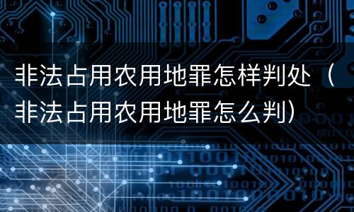 非法占用农用地罪怎样判处（非法占用农用地罪怎么判）