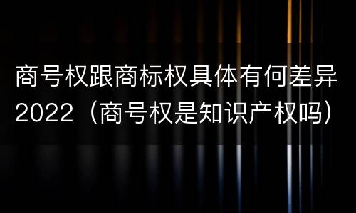 商号权跟商标权具体有何差异2022（商号权是知识产权吗）