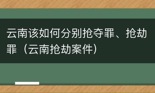 云南该如何分别抢夺罪、抢劫罪（云南抢劫案件）