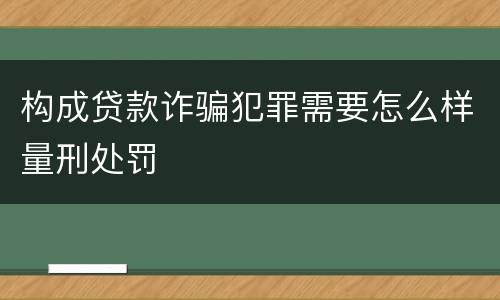 构成贷款诈骗犯罪需要怎么样量刑处罚
