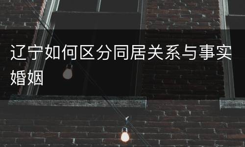 辽宁如何区分同居关系与事实婚姻