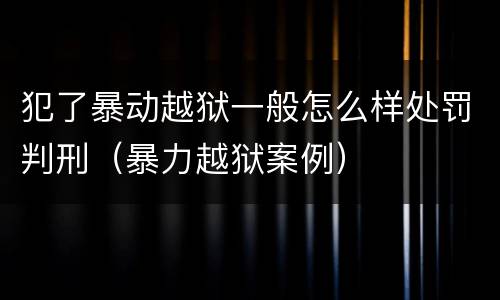 犯了暴动越狱一般怎么样处罚判刑（暴力越狱案例）
