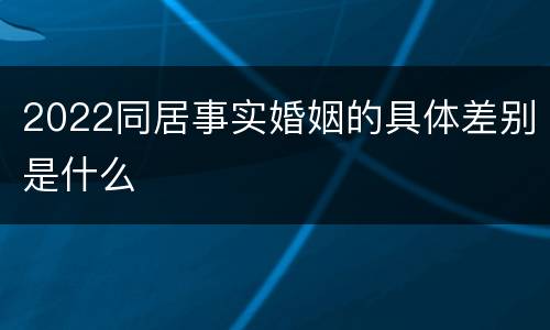 2022同居事实婚姻的具体差别是什么