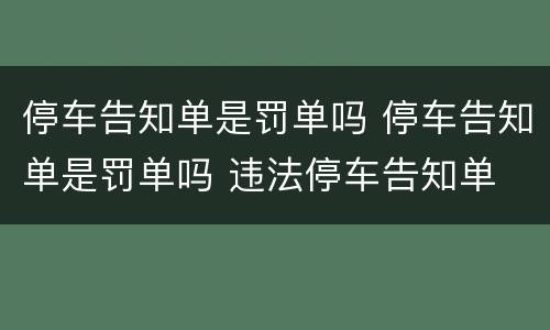 停车告知单是罚单吗 停车告知单是罚单吗 违法停车告知单