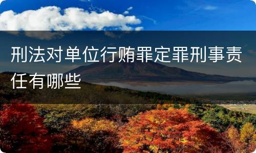 刑法对单位行贿罪定罪刑事责任有哪些