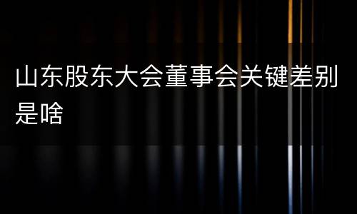 山东股东大会董事会关键差别是啥