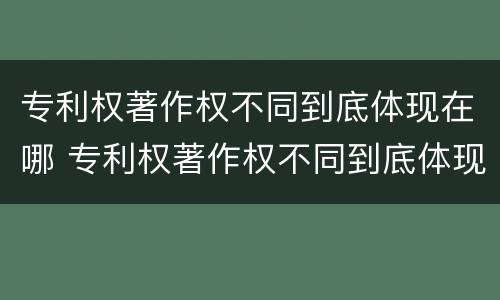 专利权著作权不同到底体现在哪 专利权著作权不同到底体现在哪方面