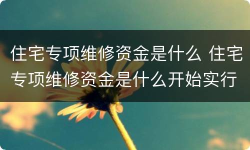 住宅专项维修资金是什么 住宅专项维修资金是什么开始实行
