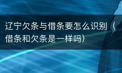 辽宁欠条与借条要怎么识别（借条和欠条是一样吗）