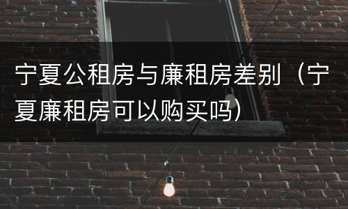 宁夏公租房与廉租房差别（宁夏廉租房可以购买吗）