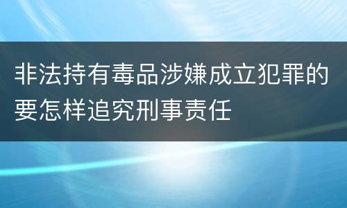 非法持有毒品涉嫌成立犯罪的要怎样追究刑事责任